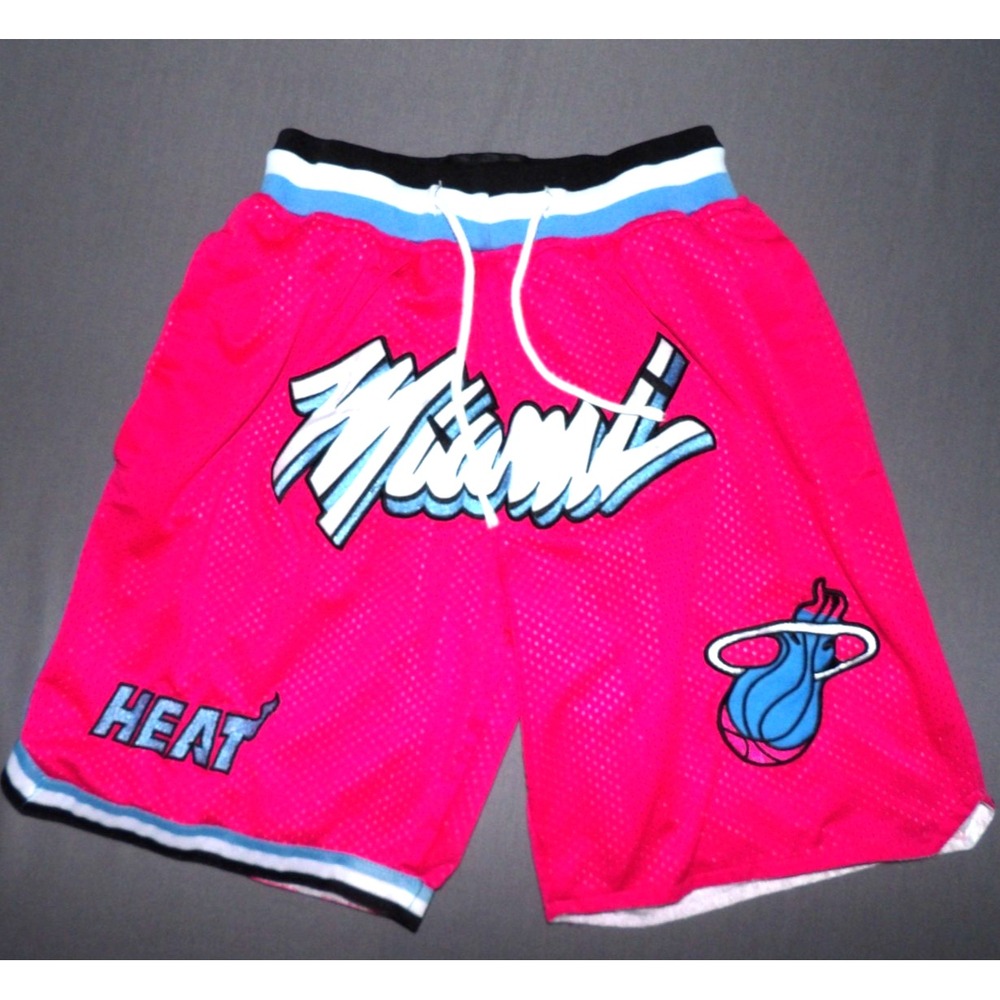 Just Don Miami Heat Hot Pink Draw String Mesh NBA Basketball Shorts Men's Small